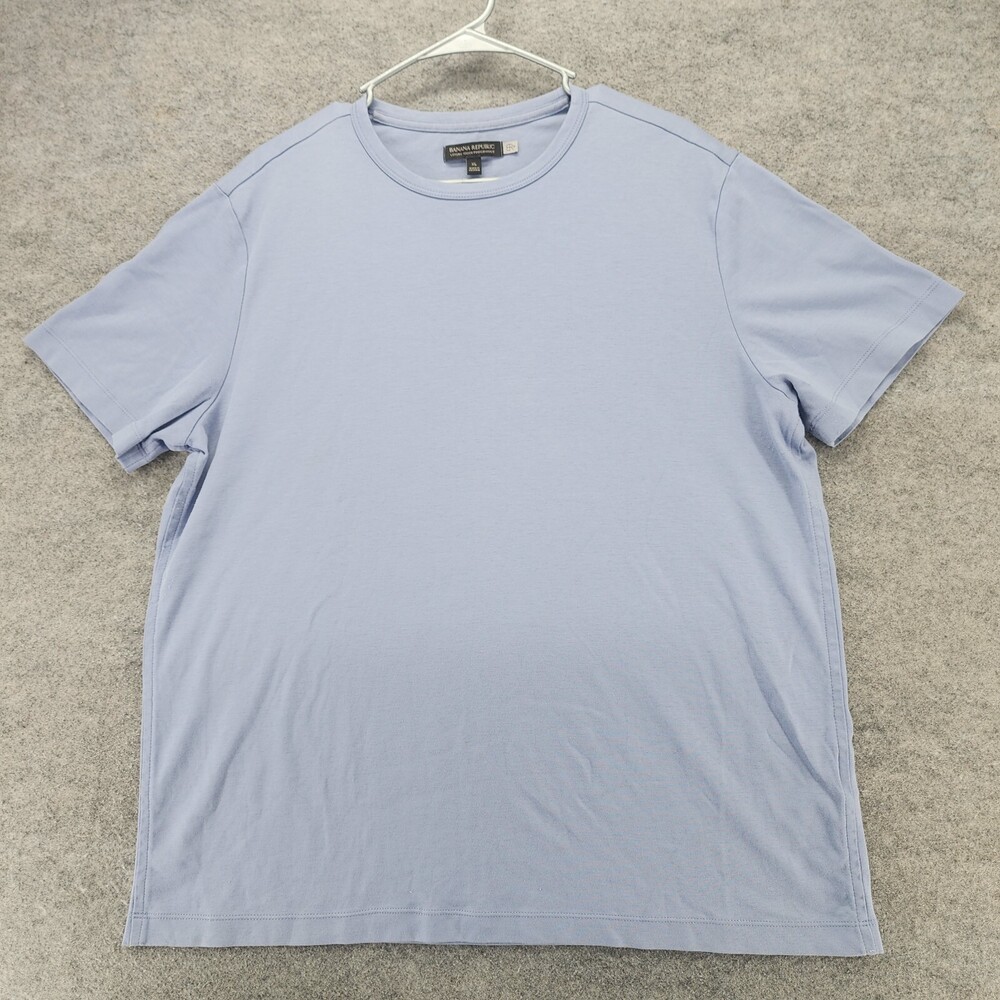 Banana Republic Shirt Mens XL Short Sleeve Blue Luxury Touch Performance